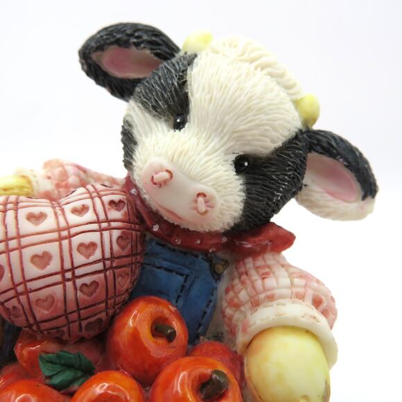 Mary's Moo Moos, I Love You A Bushel and A Peck Cow Figurine #104264 Enesco 1994 - Picture 2 of 11